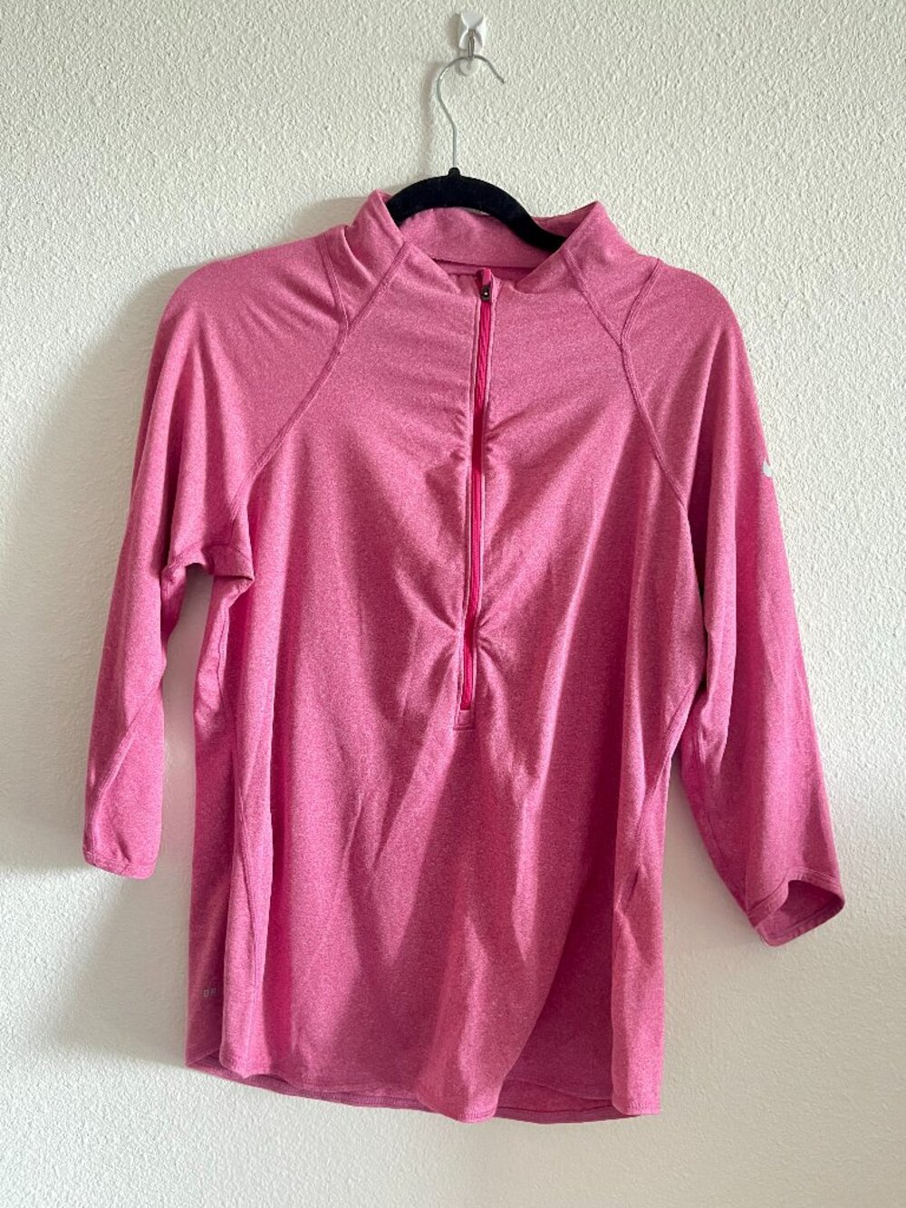 Nike Dri-FIT Heathered Pink 3/4 Sleeve Quarter Zip Running Top Women’s Large